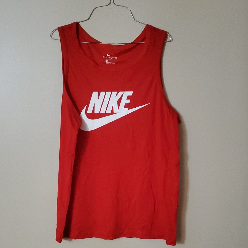 Nike Sleeveless Tank Top Men’s Large White Graphic Logo Training Shirt